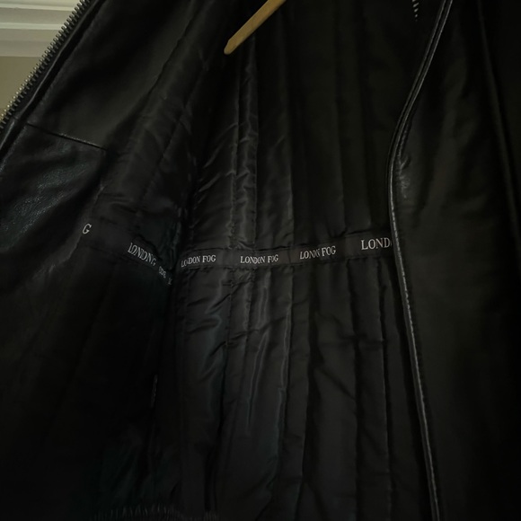 Black Leather Men’s London Fog Jacket L, genuine - Picture 2 of 10